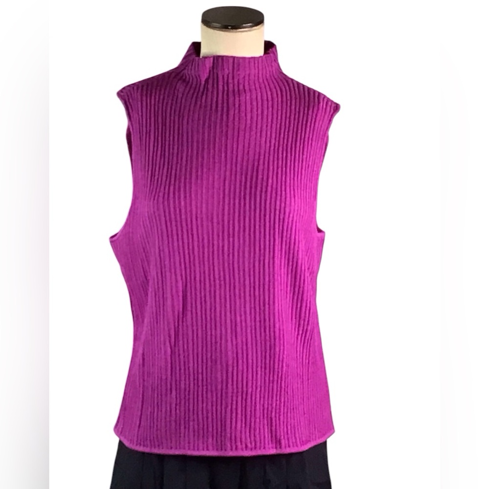 St John Pink Ribbed High Neck Sweater, L, EUC